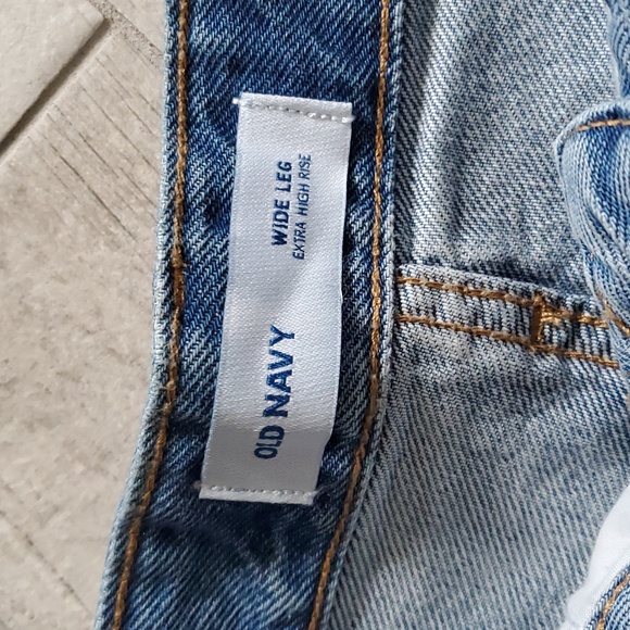 Old Navy Wide Leg Extra High Rise Size 4 Petite Women's Ankle Jeans 100% Cotton - Picture 5 of 11